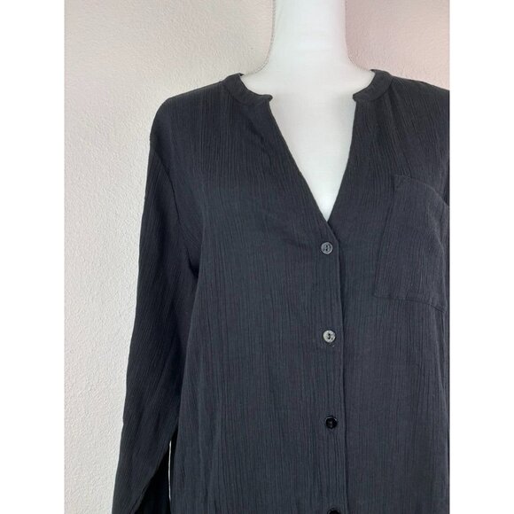 Soft Surroundings women's medium black long sleeve gauzy button up maxi dress - Picture 3 of 8